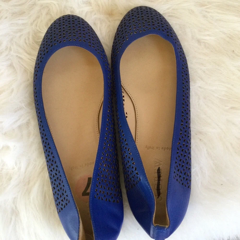 J.Crew Blue Leather Flats